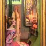 Dipinto incorniciato esposto in galleria, valutazione delle opere d'arte